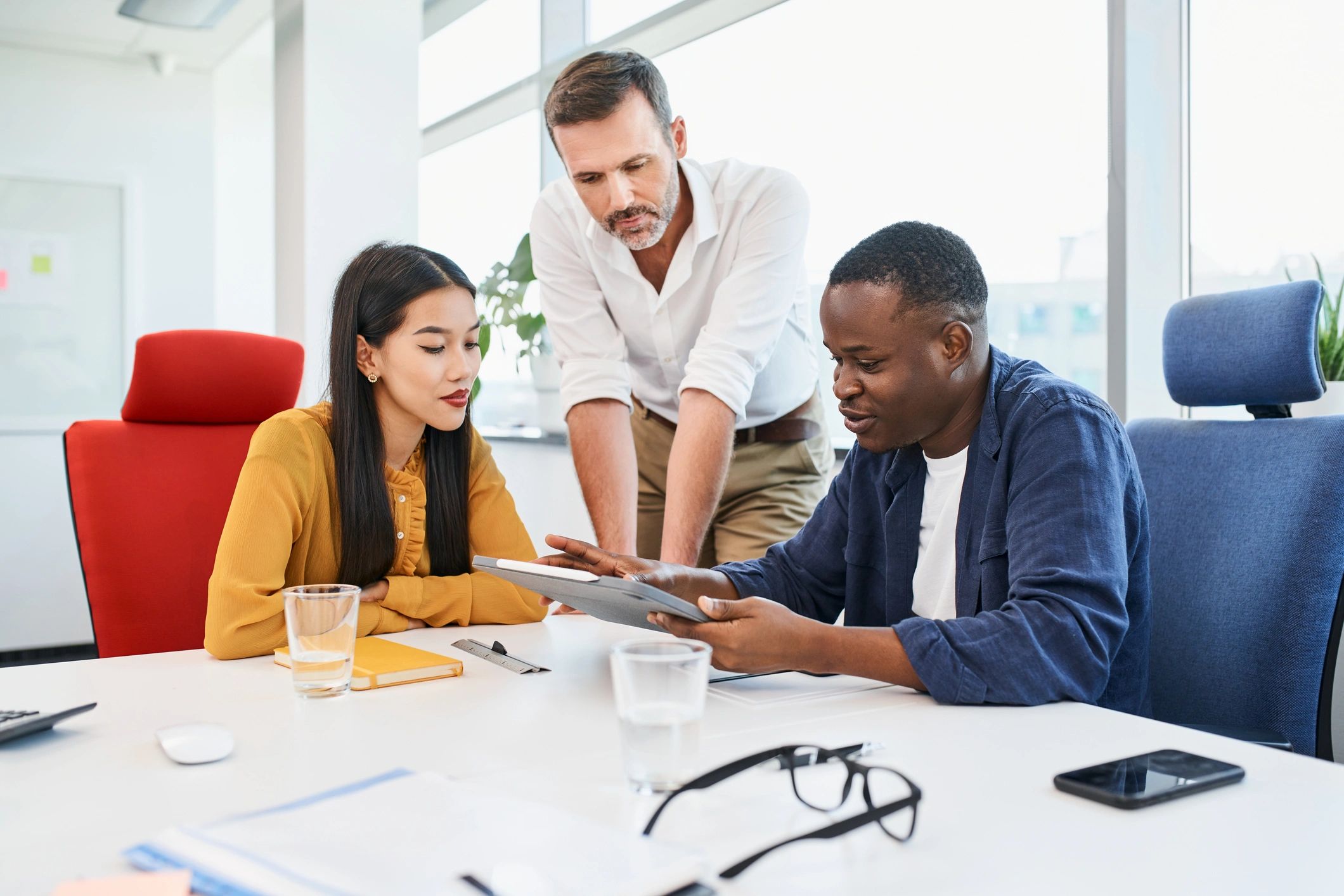 Professional business team collaborating in an office